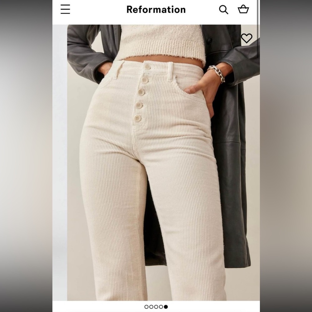 Reformation Cream Corduroy Pants